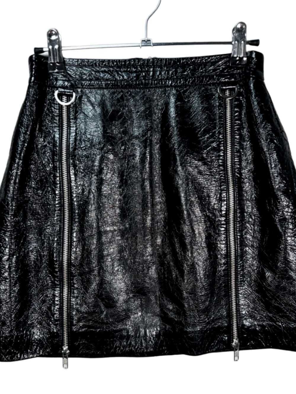 Michelle Mason Black Patent Leather Mini Skirt – Size 2